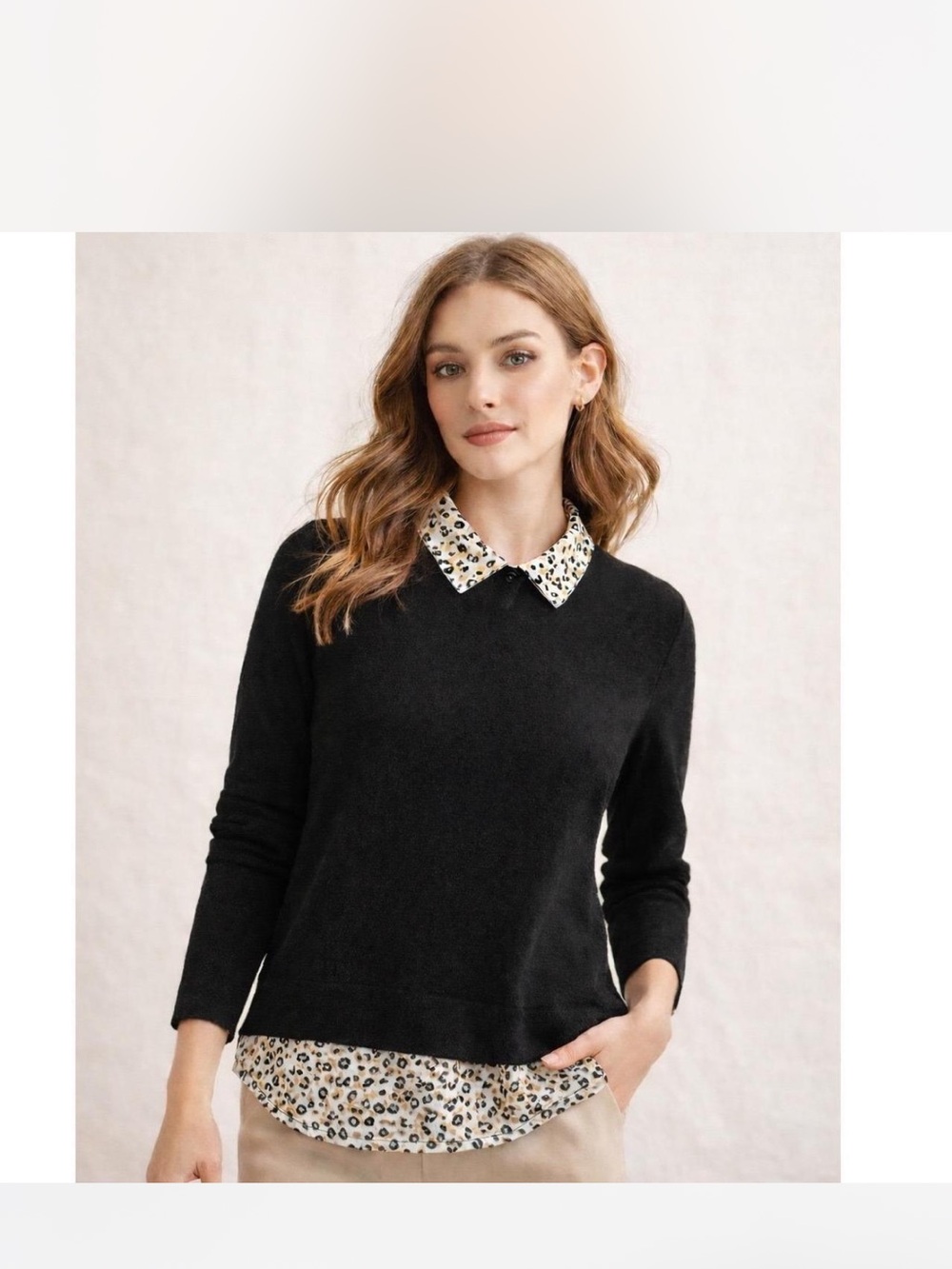 J. Crew Cheetah Print Collared Sweater